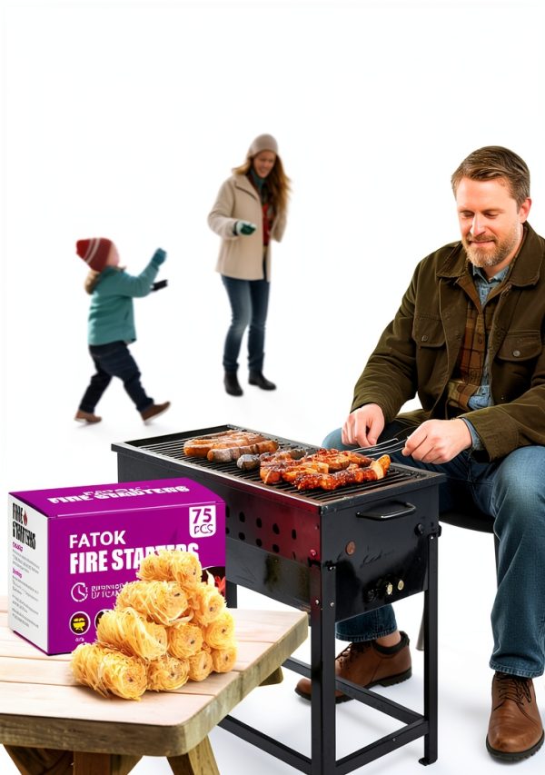 FATOK Fire Starter Natural Pine Wood Grill Camping-1