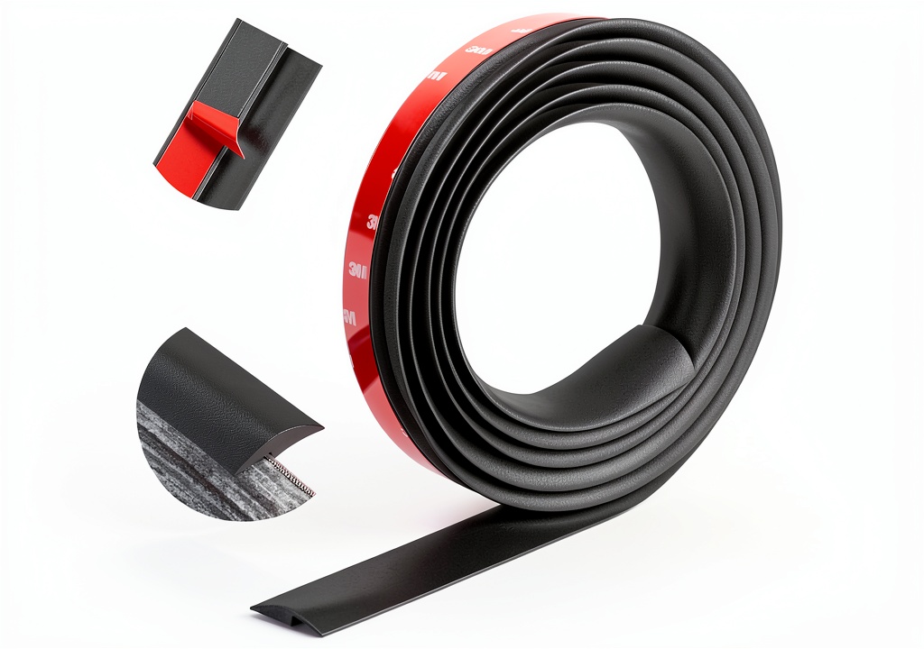 Installing rubber transition strip in a hallway