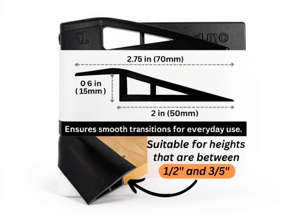 1/2" to 3/5" Height Threshold Ramp Maxiroc Rubber Door Strip Black-1