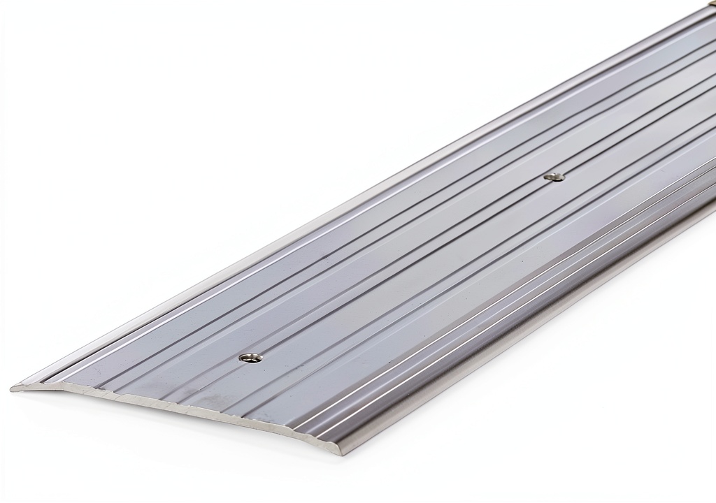 Installing M-D Building Products 68361 Sturdy Aluminum Fluted Saddle Threshold, Mill Finish: Stylish Doorway Transition Draft Protection (1/4-Inch by 4-Inch - 36-Inch) TH041 on a wooden desk